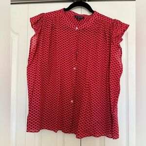 J. Crew Ladies Red Floral Blouse